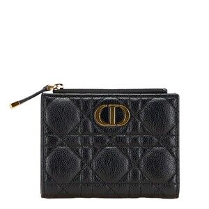 Dior Cannage Caro Dahlia Wallet Black Leather